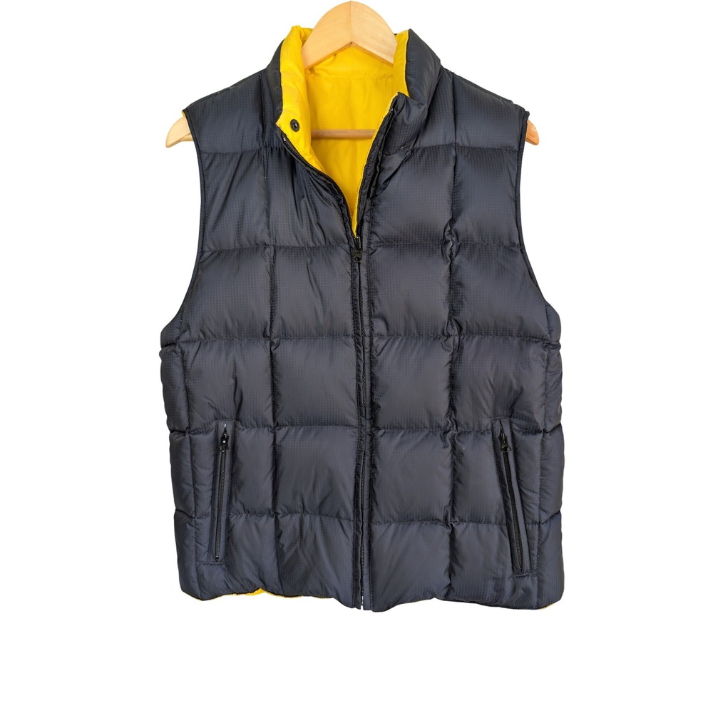 Lands End Reversible Goose Down Puffer Vest Womens S‎ 6-8 Yellow Blue Gorpcore